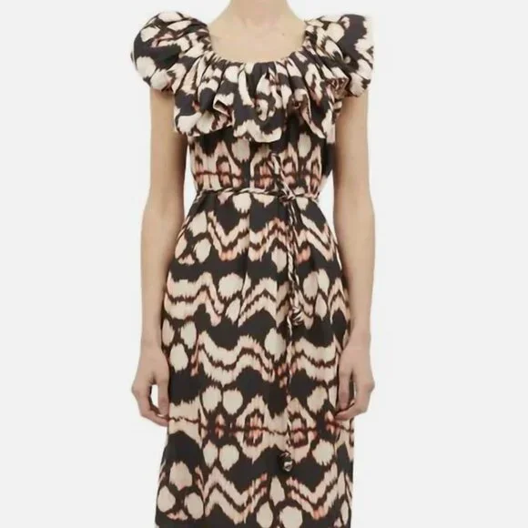 NWOT ULLA JOHNSON Anora Silk Midi Dress in Obsidian S $890